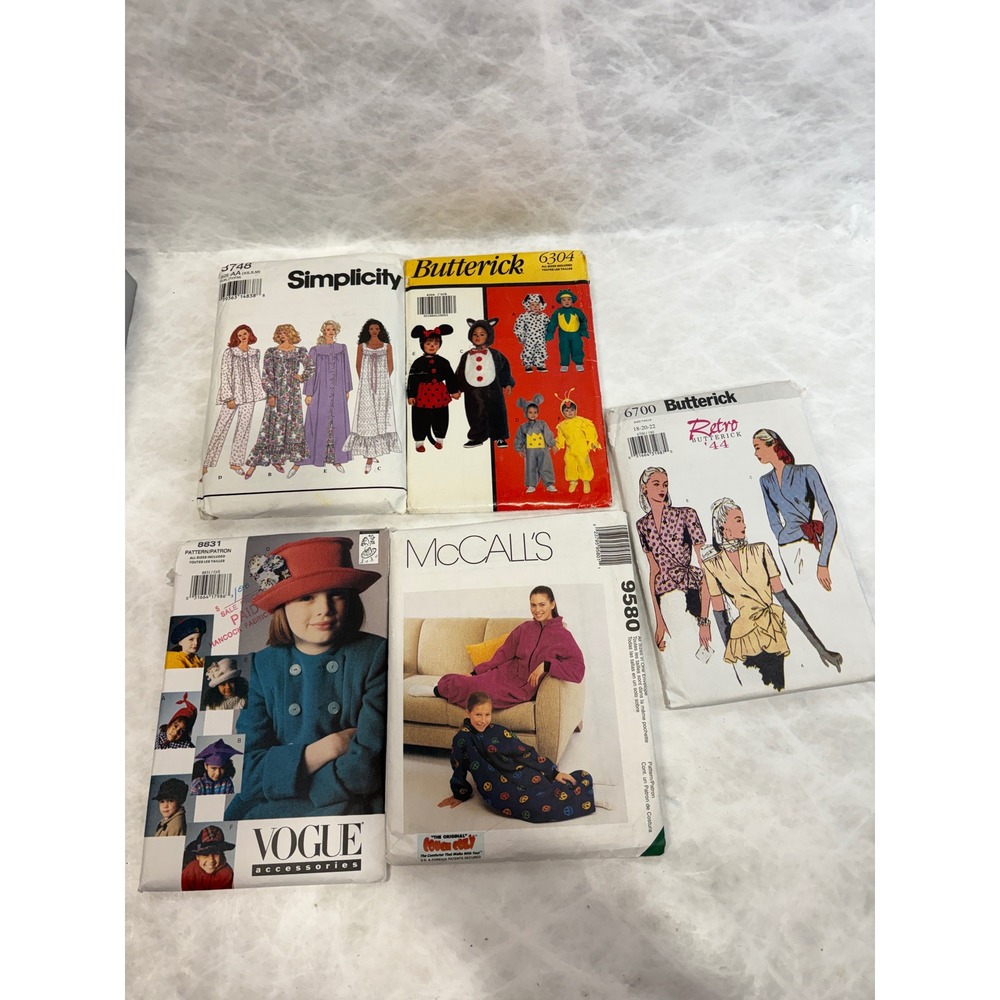 Lot of 5 Vintage Sewing Patterns Vogue Butterick Simplicity McCalls Uncut Retro